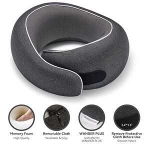 WANDER PLUS Travel Pillow 100% Pure Memory Foam Travel Neck Pillow Airplane Grey